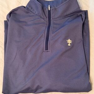 Peter Millar The Honors Course Navy Herringbone Quarter-Zip Pullover XL